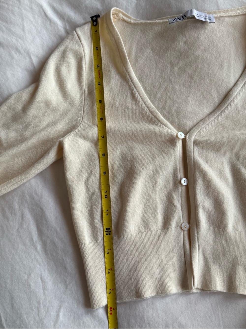 Zara Light Beige V-Neck Button Cardigan - Picture 4 of 6